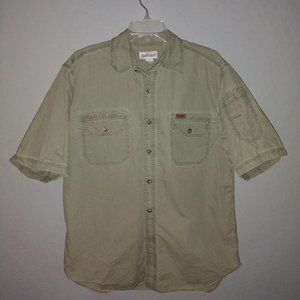 Carhartt Grey Short Sleeve Button Outdoor Work Mechanic Shirt Mens Large